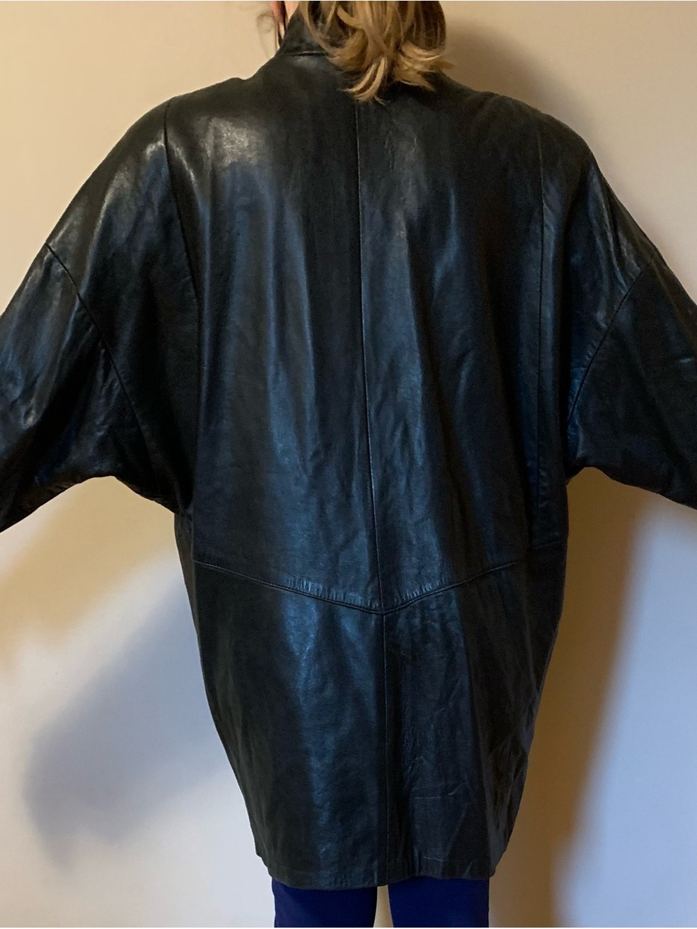 Women’s Oversized Black Leather Coat-style Jacket